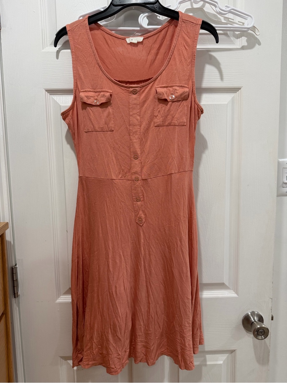 mine Sleeveless Button-Front Mini Dress in Coral